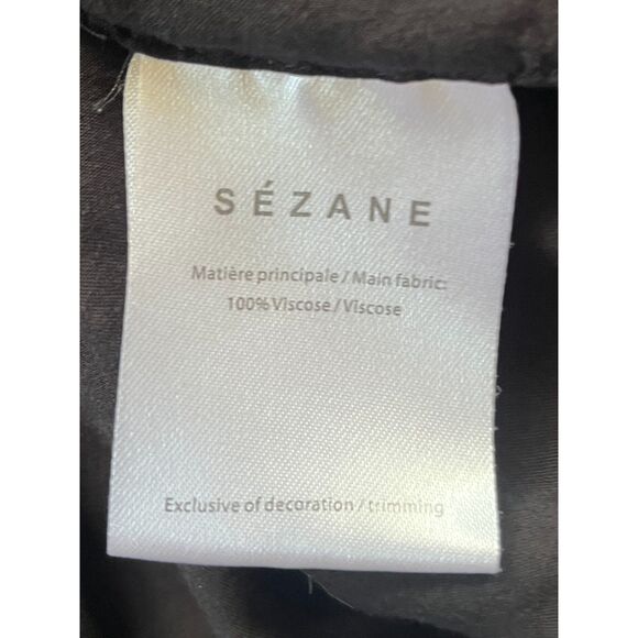 Sezane Black Elena Floral Viscose Boho Ruffle Wrap Mini Dress   Women's Size 36 - Picture 6 of 10